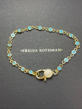 Freida Rothman Vault Lumi Bezel Turquoise Pave Closure Bracelet NEW $129 MSRP